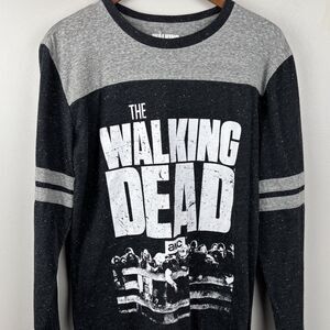 The Walking Dead AMC Long Sleeve Graphic T-Shirt Gray Black Men Medium Zombie TV